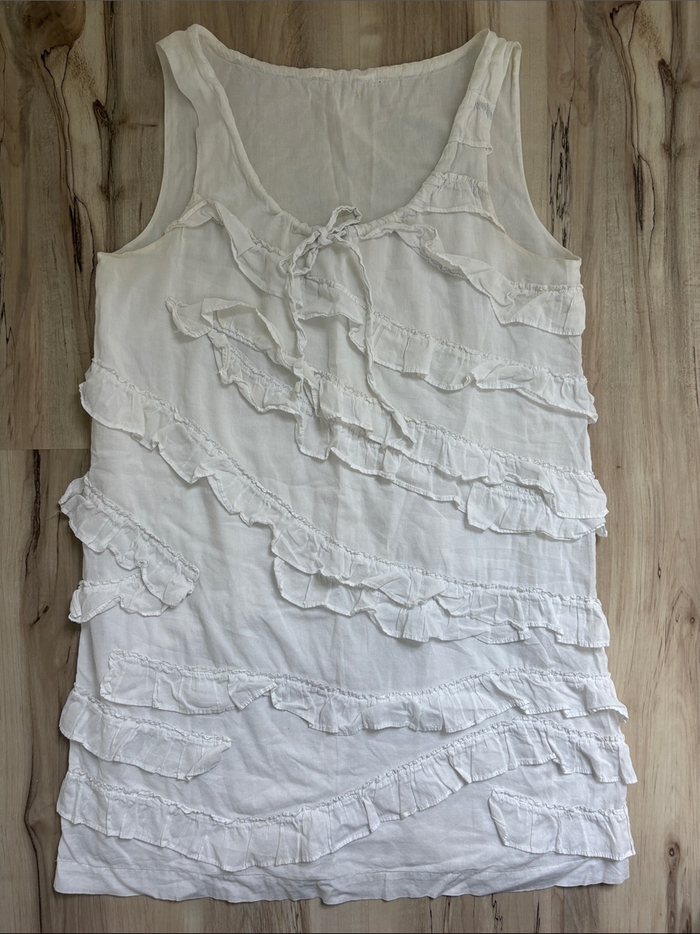 White Ruffle Sleeveless Tank Top